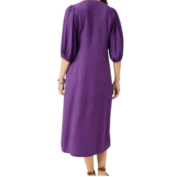 J.Jill Purple Linen Blend Button Front Midi Dress Petite Medium NWT - Picture 2 of 7
